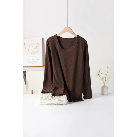 CAMISETA DAMA 3505 BAMBÚ CON POLAR DISEÑOS ACANALADO ANCHO TALLAS ESPECIALES XXL/XXXL Y COLORES SURTIDOS LA DOCENA 