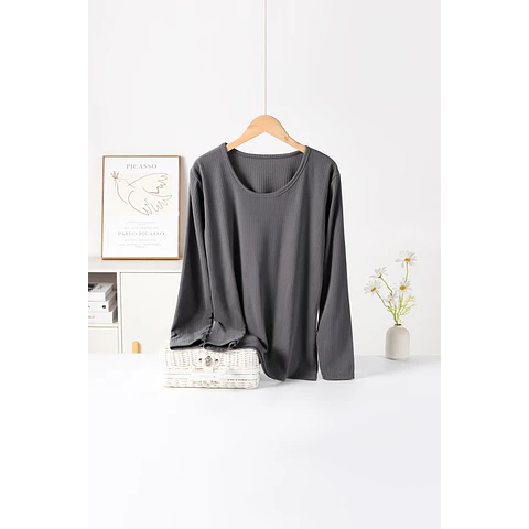 CAMISETA DAMA 3505 BAMBÚ CON POLAR DISEÑOS ACANALADO ANCHO TALLAS ESPECIALES XXL/XXXL Y COLORES SURTIDOS LA DOCENA 