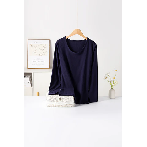 CAMISETA DAMA 3505 BAMBÚ CON POLAR DISEÑOS ACANALADO ANCHO TALLAS ESPECIALES XXL/XXXL Y COLORES SURTIDOS LA DOCENA 