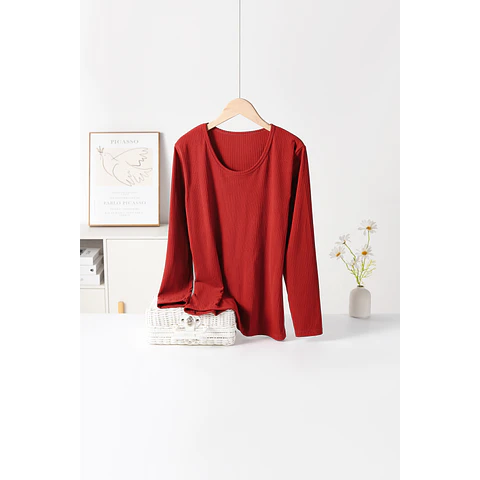 CAMISETA DAMA 3505 BAMBÚ CON POLAR DISEÑOS ACANALADO ANCHO TALLAS ESPECIALES XXL/XXXL Y COLORES SURTIDOS LA DOCENA 