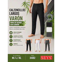 CALZONCILLOS LARGOS VARON SEYS BAMBU CON POLAR 3482 TALLAS Y COLORES SURTIDOS LA DOCENA 