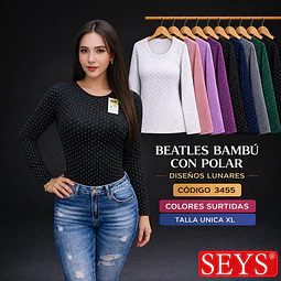 Camiseta SEYS mujer lunares 3455 bambú con polar talla UNICA XL y colores surtidos la docena 