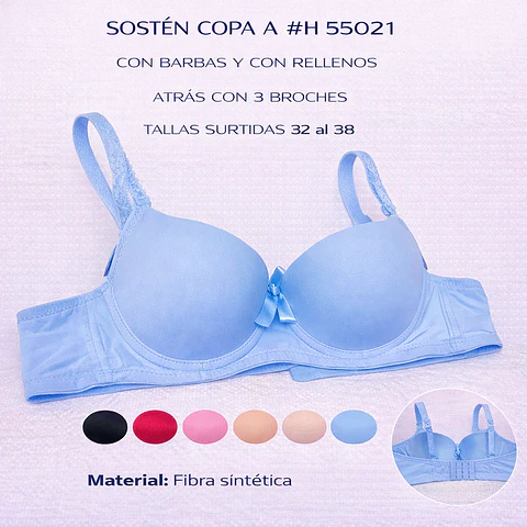 Sostén copa A tallas y colores surtidas la docena 