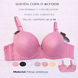 Sostén copa D tallas y colores surtidas la docena 