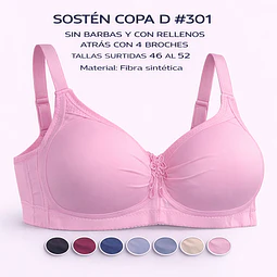 Sostén copa D Sin barbas y con rellenos tallas y colores surtidas la docena 