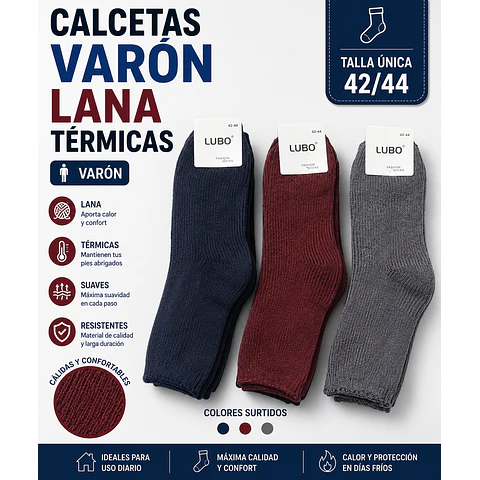 Calcetas oferta varón con toallas térmicas talla única la docena 