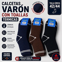 Calcetas oferta varón con toallas térmicas talla única la docena 