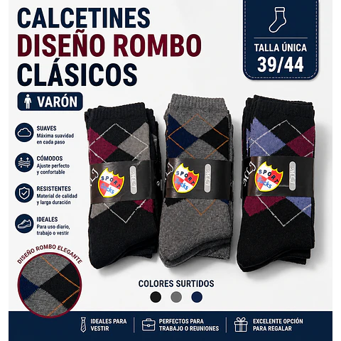 Calcetas oferta varón con toallas térmicas talla única la docena 