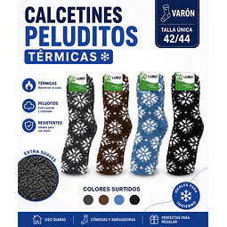 Calcetas oferta varón peluditos térmicas talla única la docena 