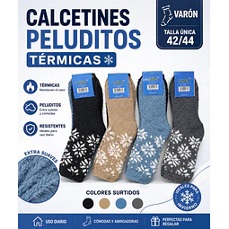Calcetas oferta varón peluditos térmicas talla única la docena 