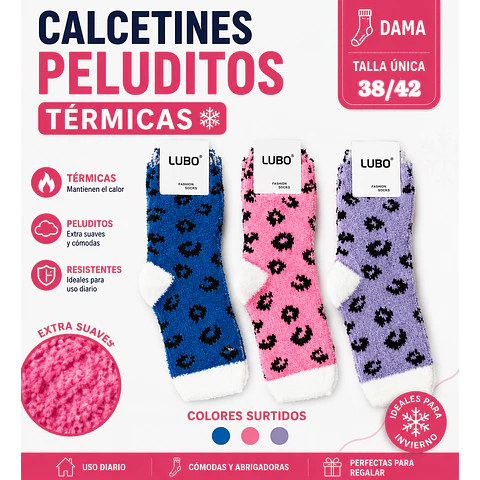 Calcetas oferta dama peluditos térmicas talla única la docena 