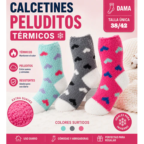 Calcetas oferta dama peluditos térmicas talla única la docena 