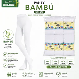 Pantys niñ@ unisex color blanco tallas surtidas la docena 