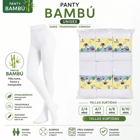 Pantys niñ@ unisex color blanco tallas surtidas la docena 