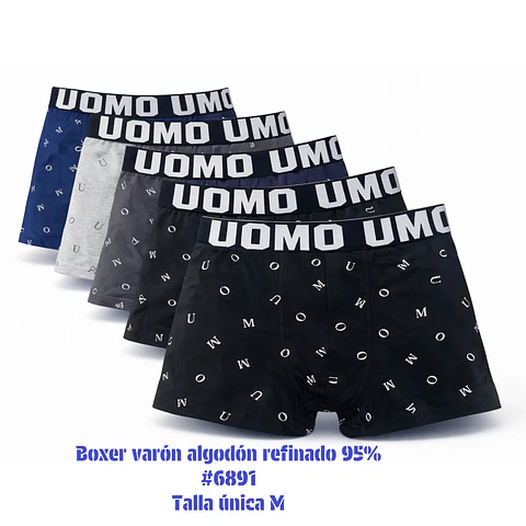 Boxer varón algodón 95% talla única M y colores surtidas la docena 