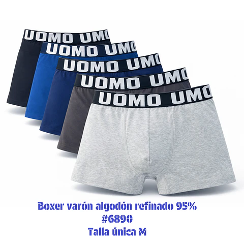Boxer varón algodón 95% talla única M y colores surtidas la docena 