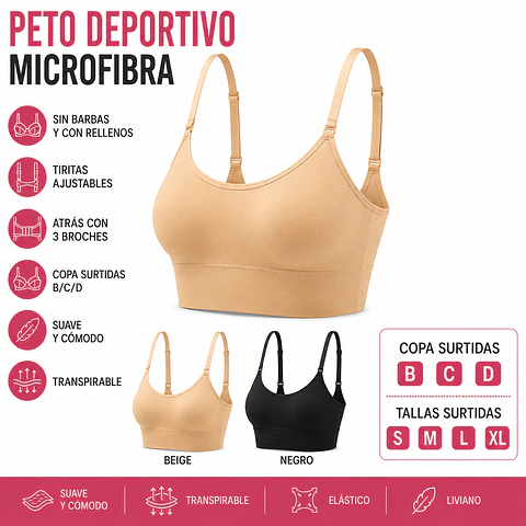 Peto deportivo microfibra sin barbas y con rellenos tallas y colores surtidas la docena 