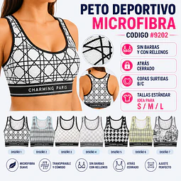 Peto deportivo microfibra sin barbas y con rellenos talla estándar y colores surtidas la docena 