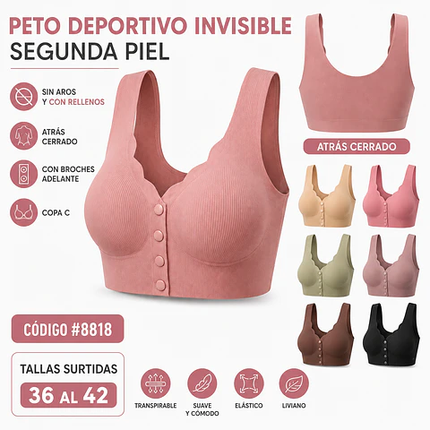 Peto deportivo invisible segunda piel sin barbas y con rellenos tallas y colores surtidas la docena 
