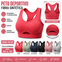 Peto deportivo algodón sin barbas y con rellenos talla estándar y colores surtidas la docena 
