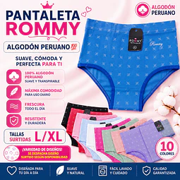 Pantaleta ROMMY algodón💯 Peruano tallas y colores surtidas la docena 