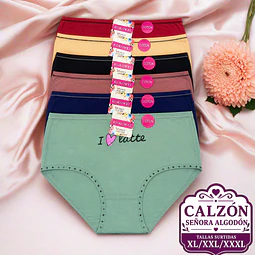 Calzón señora algodón tallas y colores surtidas la docena 