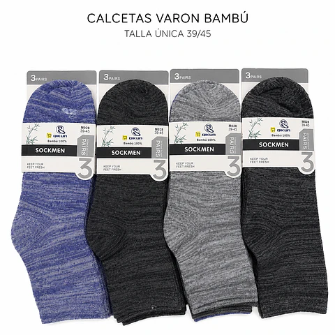 Calcetas bambú delgadas varón talla única 39/45 la docena