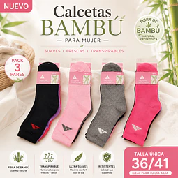 Calcetas dama bambú delgadas talla única 36/41 la docena