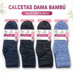 Calcetas dama bambú delgadas talla única 36/41 la docena