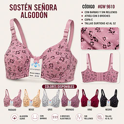 Sostén copa C/D Con barbas y sin rellenos tallas y colores surtidas la docena 