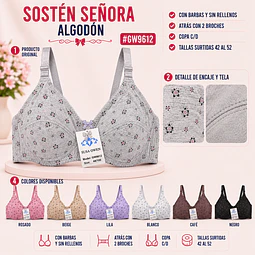Sostén copa C/D Con barbas y sin rellenos tallas y colores surtidas la docena 