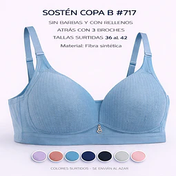 Sostén copa B sin barbas y con rellenos tallas y colores surtidas la docena 