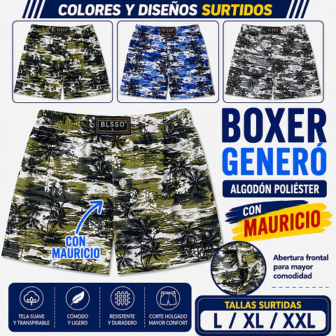 Boxer generó algodón poliéster tallas y colores surtidas la docena 