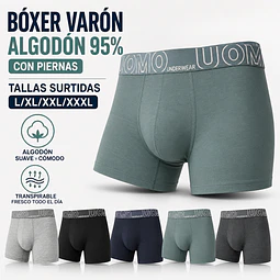 Boxer varón algodón grueso 95% con piernas tallas y colores surtidas la docena 