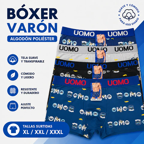Boxer varón algodón poliéster tallas y colores surtidas la docena 