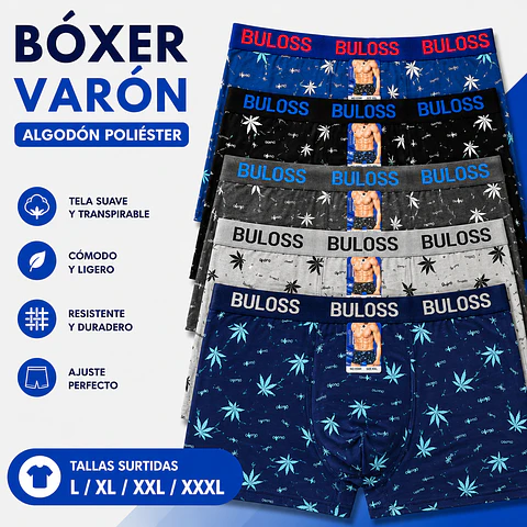 Boxer varón algodón poliéster tallas y colores surtidas la docena 