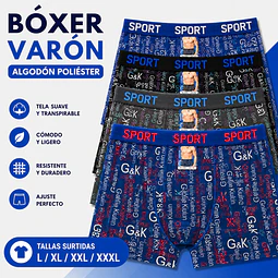 Boxer varón algodón poliéster tallas y colores surtidas la docena 