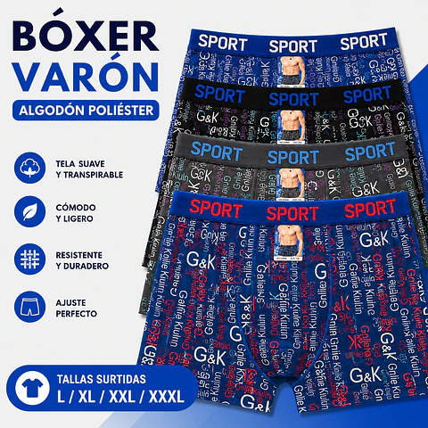 Boxer varón algodón poliéster tallas y colores surtidas la docena 