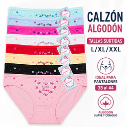 Calzón algodón tallas y colores surtidas la docena 