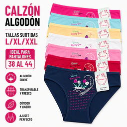Calzón algodón tallas y colores surtidas la docena 