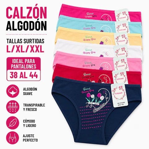 Calzón algodón tallas y colores surtidas la docena 
