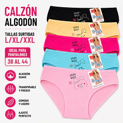 Calzón algodón tallas y colores surtidas la docena 