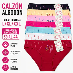 Calzón algodón tallas y colores surtidas la docena 