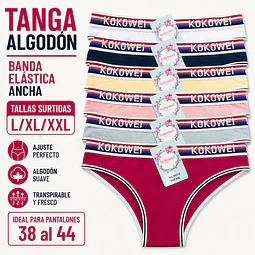 Tanga algodón tallas y colores surtidas la docena 