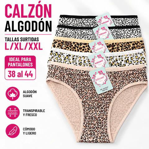 Calzón algodón tallas y colores surtidas la docena 