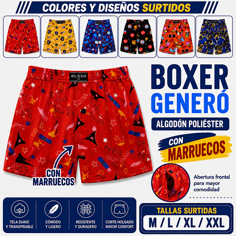 Boxer generó algodón poliéster tallas y colores surtidas la docena 
