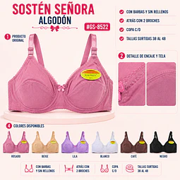 Sostén copa C/D con barbas y Sin rellenos tallas y colores surtidas la docena 