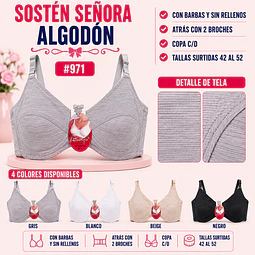 Sostén copa C/D con barbas y Sin rellenos tallas y colores surtidas la docena 