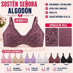 Sostén copa C/D con barbas y Sin rellenos tallas y colores surtidas la docena 