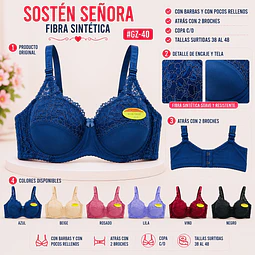 Sostén copa C/D con barbas y con pocos rellenos tallas y colores surtidas la docena 